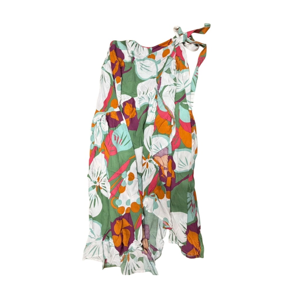 Rachel Rachel Roy Tropical Floral Wrap Skirt Green Orange Pink Small